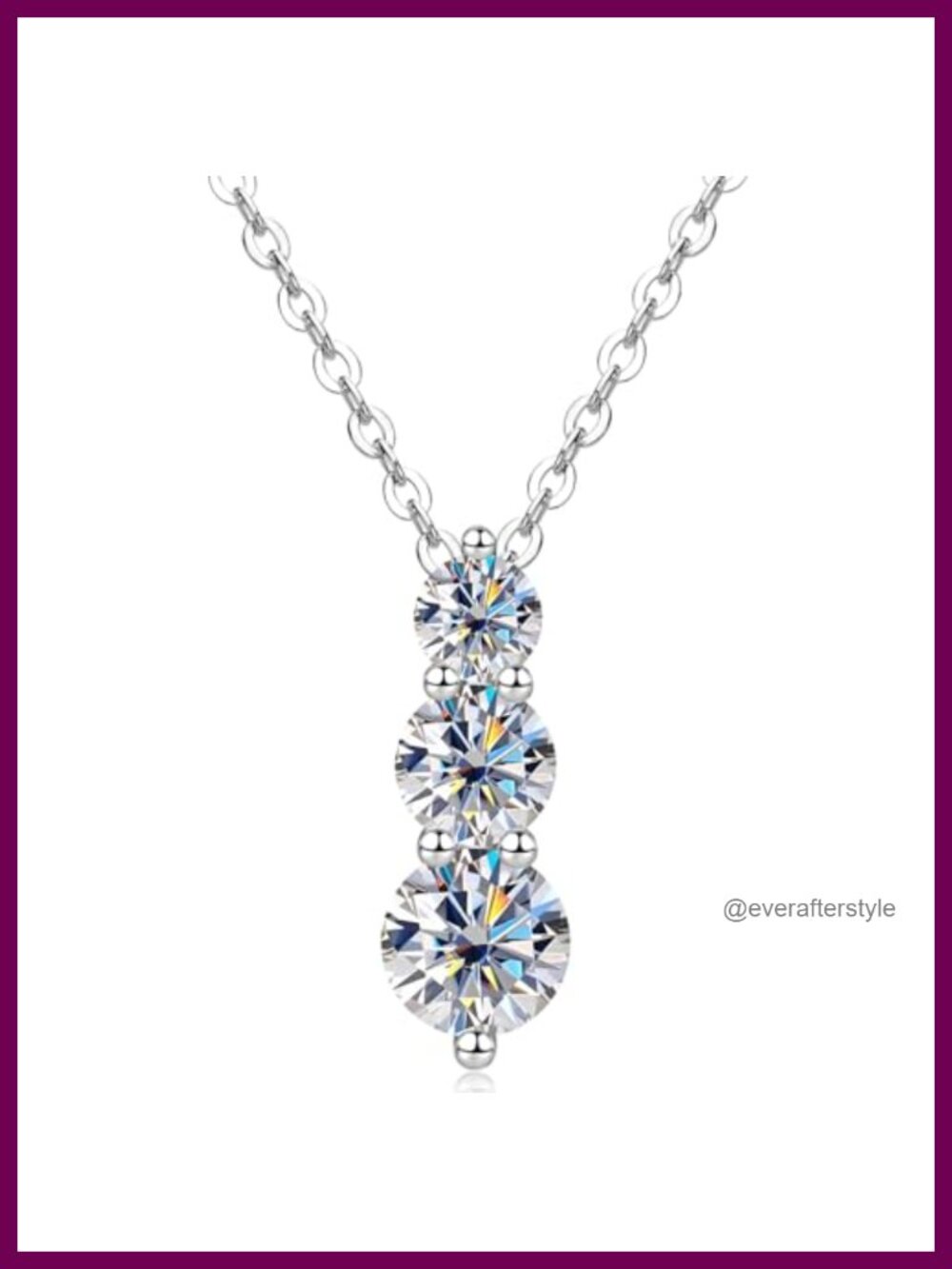 3-Stone Moissanite Pendant Necklace 14k Gold Plated Women